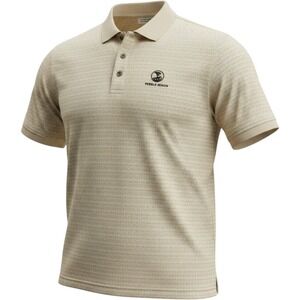 Lone Cypress Pebble Beach Mens L Brown‎ Striped Golf Polo Cotton Preppy Shirt